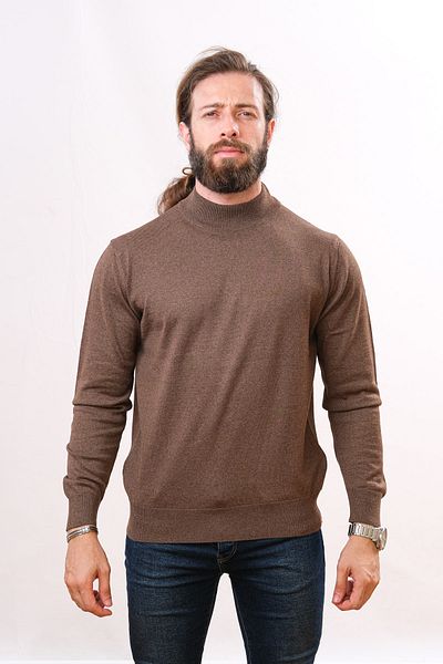 Çukurova Wool Half Fisherman Sweater - Brown