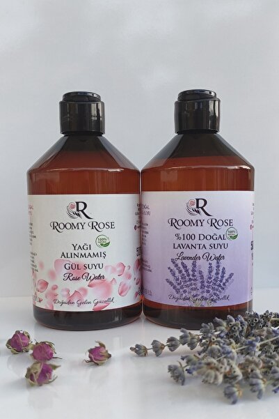 Doğal Lavanta Suyu 500 Ml + Yağı Alınmamış Gül Suyu 500 Ml