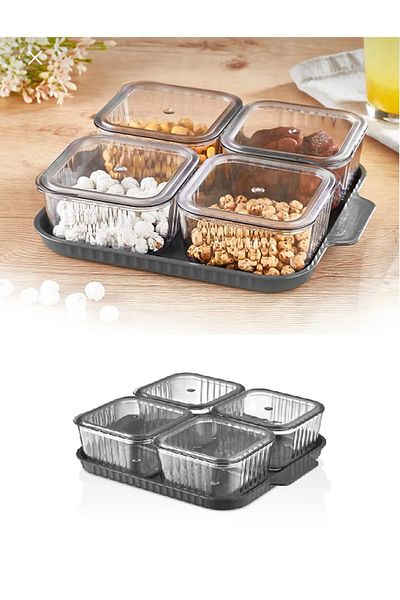 KÜÇÜK EW 4 Compartment Covered Breakfast Set Acrylic F -231