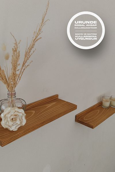 Moola Wooden Wall Shelf, Solid Wood Shelf, Double Wall Shelf