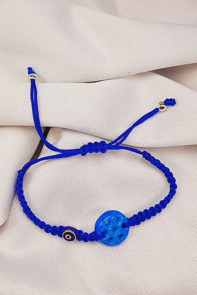 Nev Tasarım Syriac Seven Eyed Evil Eye Beaded Adjustable Bracelet