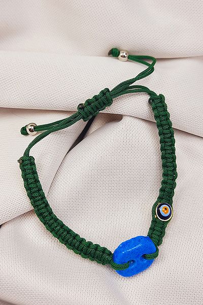 Nev Tasarım Syriac Two-Eyed Evil Eye Beaded Adjustable Bracelet