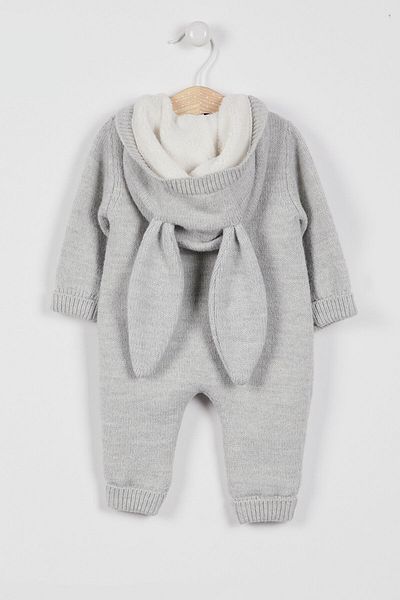 U.S. Polo Assn. U.S. Polo Assn Licensed Zippered Gray Melange Baby Jumpsuit