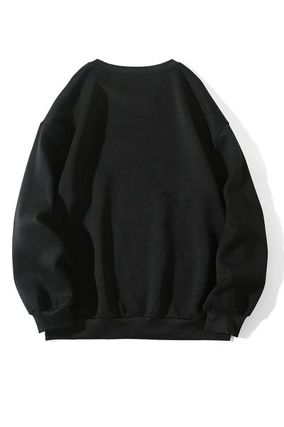 My Blog Hanorac negru oversize cu imprimeu Luna plină