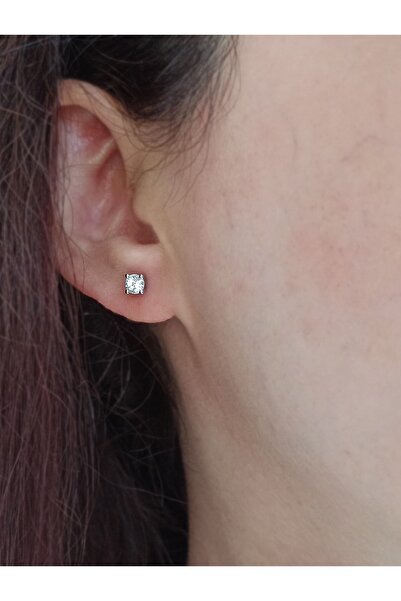 Sirius Pırlanta Beyaz Topaz Tektaş Küpe