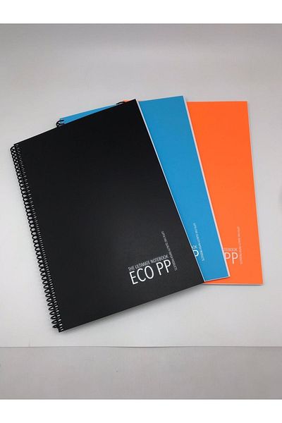 Gıpta Eco PP Spiral PP Cover Notebook A4 120 Sheets Checkered 3 Pieces