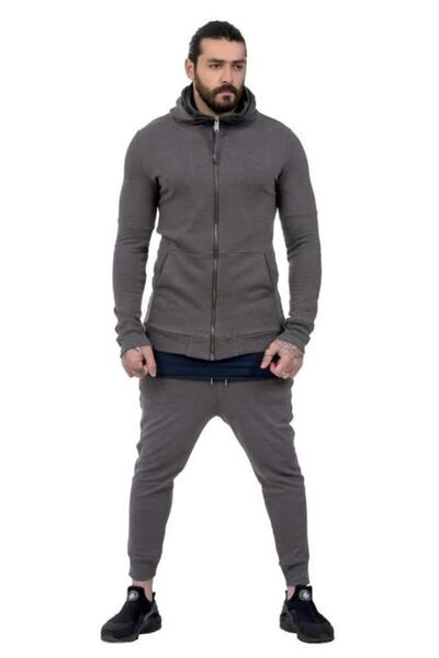 CAPOTRIO Men's Hooded Shalwar Tracksuit Set Gray
