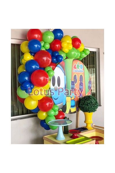 LOTUS PARTY 30 Pieces Clown Themed Balloon Set - ( Green - Yellow - Navy Blue - Red Balloon)
