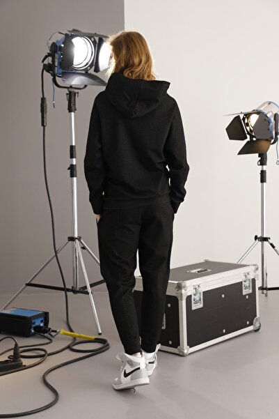 Siyah İnci Σετ φούτερ-φούτερ με μαύρη κουκούλα