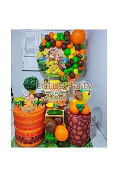 LOTUS PARTY 30 Safari Themed Balloon Set - ( Green - Yellow - Orange - Brown Balloon )