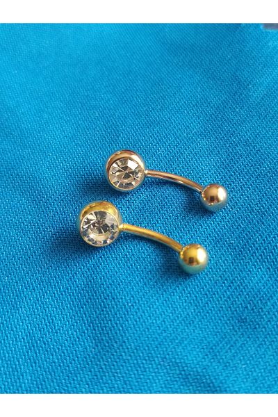 AyçaSilver Rose And Gold Dual Surgical Steel Belly Piercing