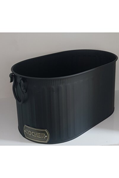 KOCHER Metal Şömine Odun Kovası Mat Siyah Ikili Set 2022/55sd48sd