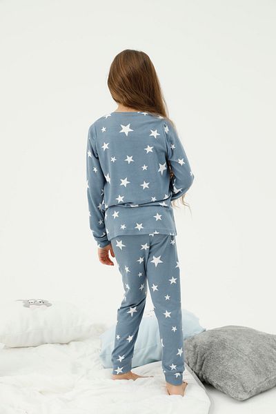 Siyah İnci Top-bottom Pajama Set Blue