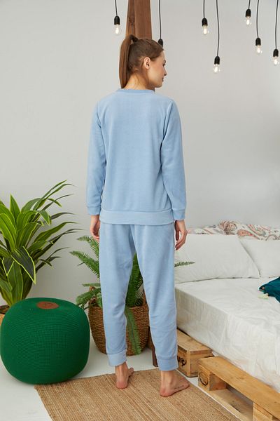 Siyah İnci Set de pijamale cu broderie Polar albastru, de sus, de jos