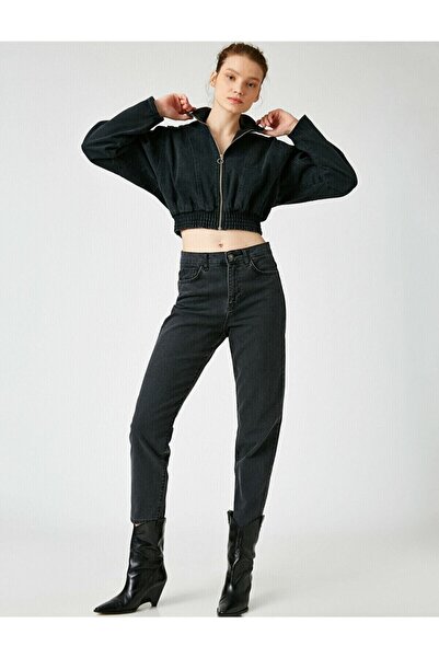 DRC trend Viktoria Black Visok struk Mom farmerke s Dečko