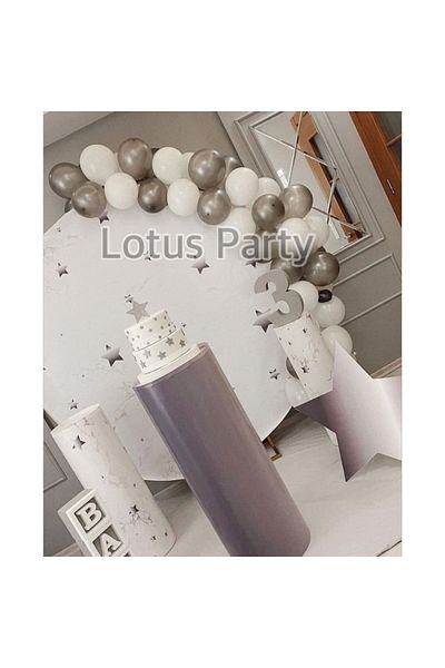 LOTUS PARTY 30 Pieces Balloon Set (White - Silver Balloon)