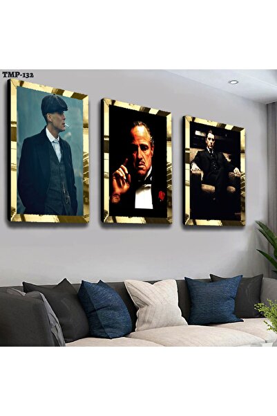 Zevahir Mobilya Dekorasyon Set de masă din MDF triplu Mafia cu cadru din plex...