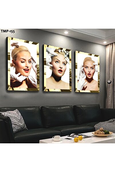 Zevahir Mobilya Dekorasyon Комплект за рисуване от троен MDF за жени с рамка ...