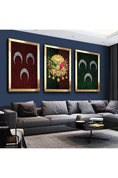 Zevahir Mobilya Dekorasyon Set de masă din MDF triplu cu 3 semilună și otoman...