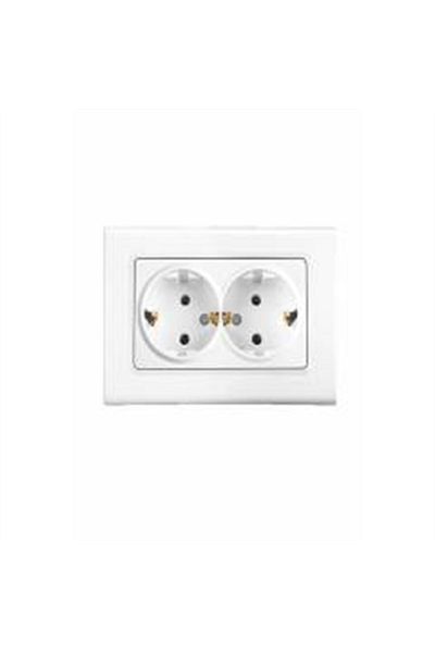 ELBİ Zena White Flush Mount 2-Piece (مزدوج) إطار مقبس مؤرض