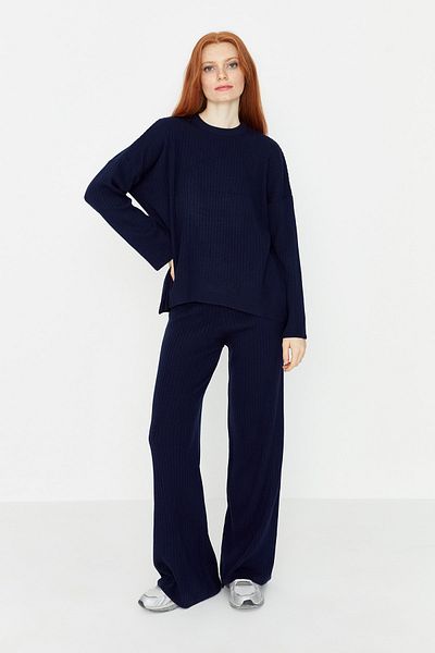 Trendyol Collection Crew Neck sötétkék kötöttáru szett - TWOSS20AU0084