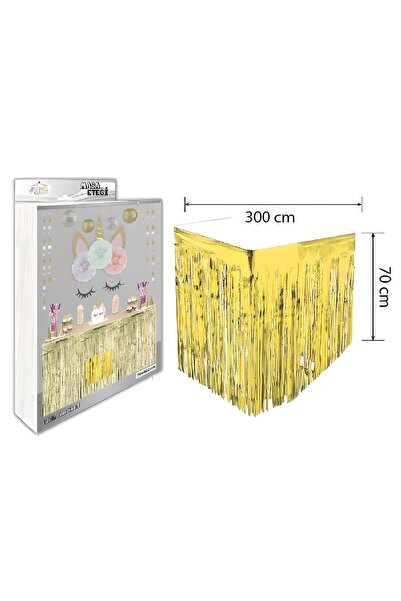 DÜVENCİ TİCARET Fusta de masă cu ciucuri Aurie 70*300 Cm
