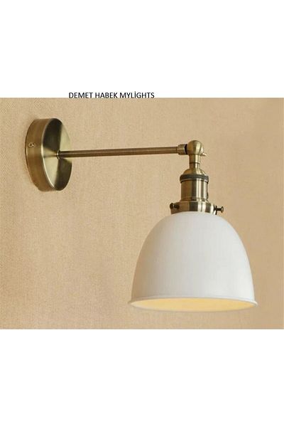 MYLİGHT Mylights Wall Sconce Metal Industrial Retro Rustic Movable White Headboard Matte Gold Antique Finish