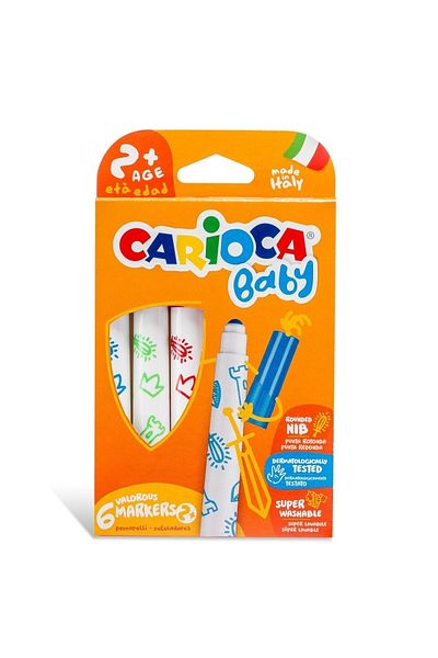 CARIOCA Jumbo Baby Super Washable Felt Tip Crayons 6 Pieces + 2 Years Old