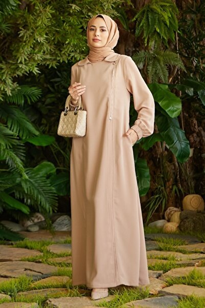 Neways 6541-krep Yan Fermuarlı Ferace Büsküvit