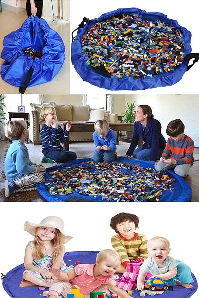 Leiste Gyerekjátéktáska Játékszőnyeg Lego Puzzle és Kirakós Oktató játékok Kosár Kék