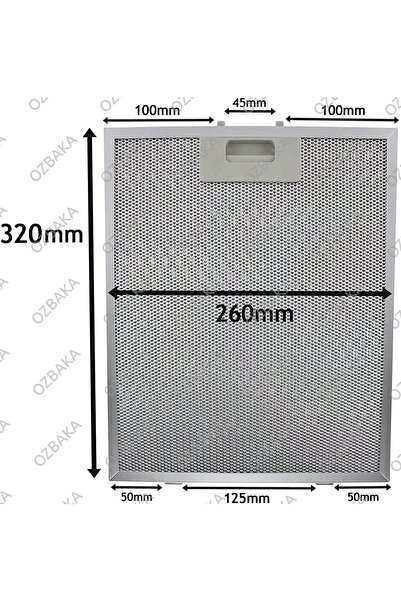 Ozba Ticaret Davlumbaz Filtresi 260x320 Mm Yağ Filtresi Mutfak Aspiratörü Hav...