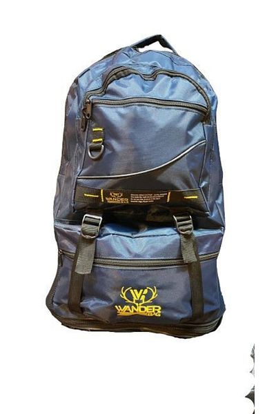 WANDER BAG Unisex Navy Blue Bellows Mountaineer Backpack