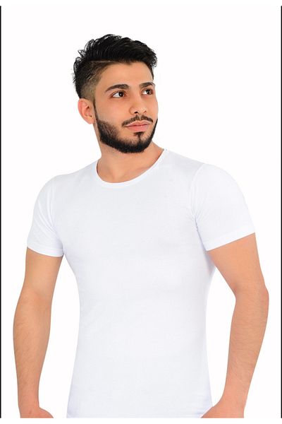 ERŞAH Men's White Lycra Closed Collar Undershirt