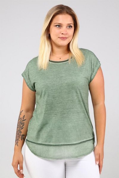 Seamoda Light Green Viscose T-Shirt - Hem Chiffon Soft Washed