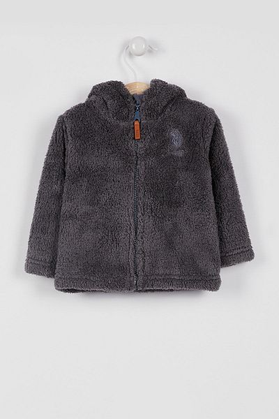 U.S. Polo Assn. Base. Polo Assn Licensed Gray Baby Boy Hooded Cardigan