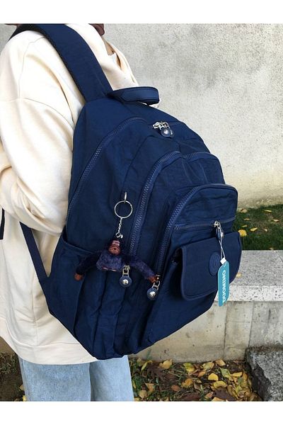 DUOMİNO Țesătură Crinkle Rezistent la apă Dimensiune mare Bleumarin Clinker Rucsac/laptop Geantă de școală de călătorie 15.6