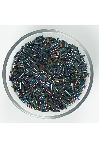 yfhobi 50 Gram - Cam Boru Boncuk, Takı Yapım Boncuğu, Boru Kum Boncuk, Parlak Janjanlı Hematit, K01