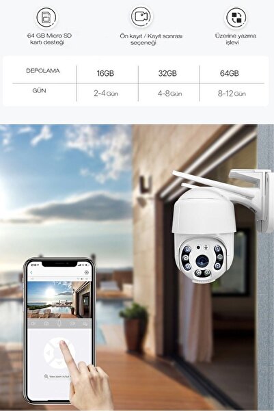 Buffer ® 2.0 Mp Hd Lens Iç Dış Mekan Suya Danıklı Ip Wifi Network Güvenlik Kamerası Wifi Kamera