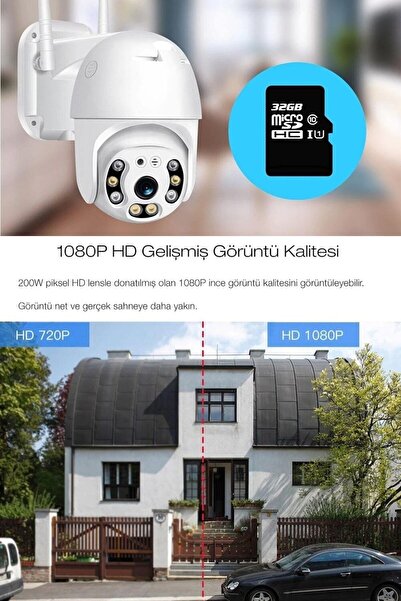 Buffer ® 2.0 Mp Hd Lens Iç Dış Mekan Suya Danıklı Ip Wifi Network Güvenlik Kamerası Wifi Kamera