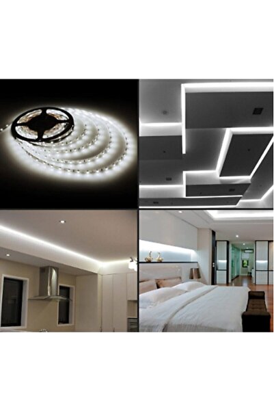 WOLFMAR 3 Çipli Beyaz Şerit Led 3 Metre 12v Adaptör - Mutfak Dolabı Led Aydınlatma, Mobilya Led Aydınlatma