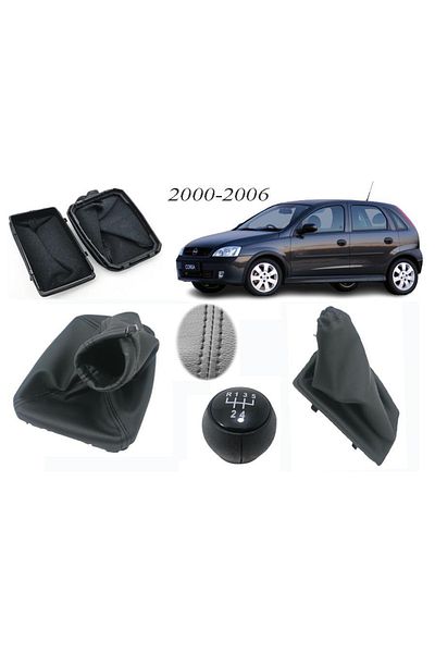 Vts Körük Opel Corsa C Compatible Gear Bellow + Handbrake Bellow + Gear Knob Black Stitching