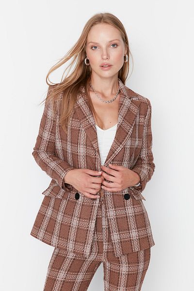 Trendyol Collection Barna szőtt blézer dzseki TWOAW23CE00101