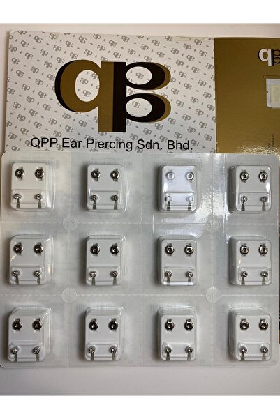 QPP Quality Piercing Products Qpp Kulak Delme Küpesi Beyaza Beyaz Taşlı 1plak...