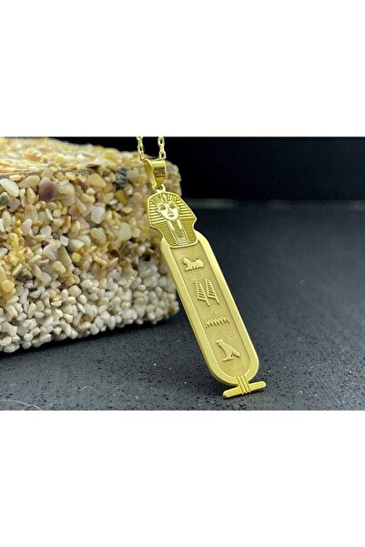 925Silver 24 Ayar Has Altın Kaplama Antik Mısır Hiyeroglif Kolye