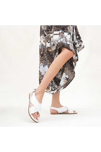 BodrumSandals Handmade Genuine Leather White Women's Bodrum Sandals - B3003