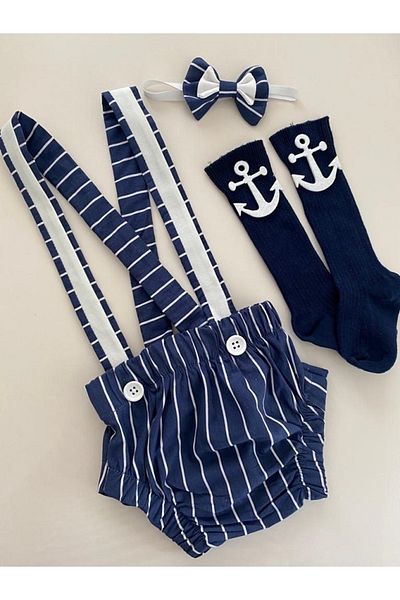 tubibebe Sailor Concept Pastapatlamaca Salopet Bow Tie Socks