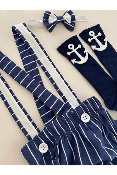 tubibebe Sailor Concept Pastapatlamaca Salopet Bow Tie Socks