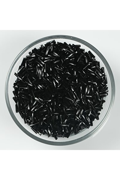 yfhobi 50 Gram - Cam Boru Boncuk, Takı Yapım Boncuğu, Boru Kum Boncuk, Burgulu Parlak Siyah Renk, K67