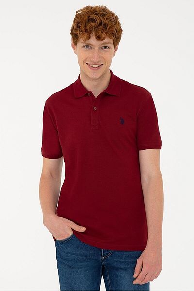 U.S. Polo Assn. Men's Dark Claret Red Polo Neck T-shirt Basic
