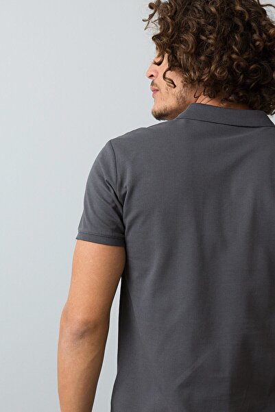 U.S. Polo Assn. Pánské šedé tričko Melange Polo Neck Basic